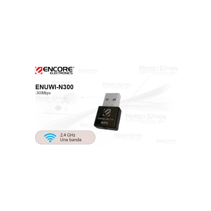 Adaptador Wi-Fi USB Encore ENUWI-N300 - Conexión rápida de 300Mbps, compacto y fácil de usar