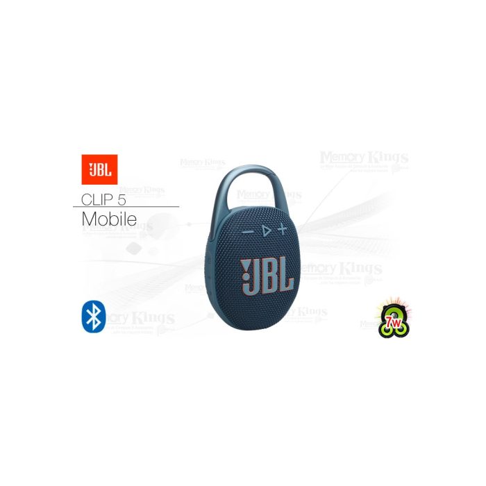 Parlante JBL Clip 5 Bluetooth azul - portátil, sonido envolvente y diseño compacto para llevar donde quieras