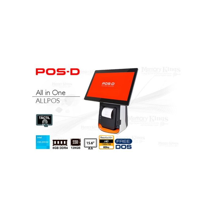 PC All in One Celeron J6412 POS-D ALLPOS 15W 8|128|15.6" TOUCH SCREEN con Impresora termica.
