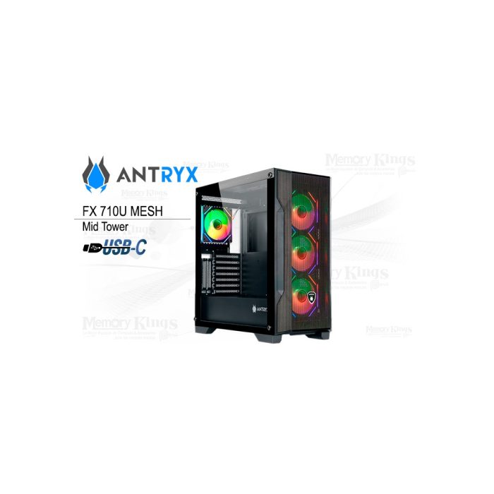 Caja Mid Tower ANTRYX FX 710U con malla ARGB y 4 ventiladores para un excelente flujo de aire
