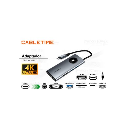 Docking Station CABLETIME CB91G 10in1 USB-C