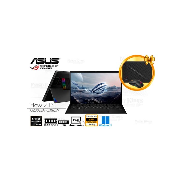Laptop ASUS ROG Flow Z13 GZ302EA-RU062W 32GB RAM, 1TB SSD, 13.4" Táctil, Ryzen AI Max+ y Radeon