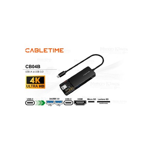 ADAPTADOR HUB CABLETIME CB04B 6in1 USB-C