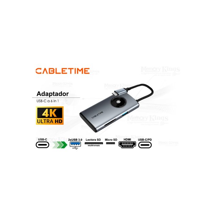 Docking Station CABLETIME CB93G 6in1 USB-C