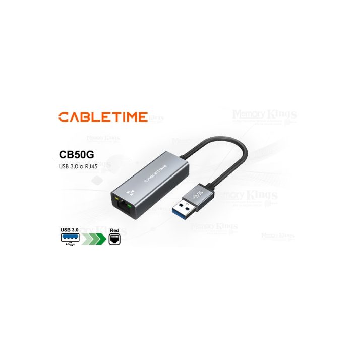 ADAPTADOR DE USB 3.0 a RJ45 CABLETIME CB50G USB-A