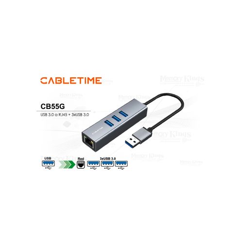 ADAPTADOR DE USB 3.0 a RJ45 CABLETIME CB55G USB-A