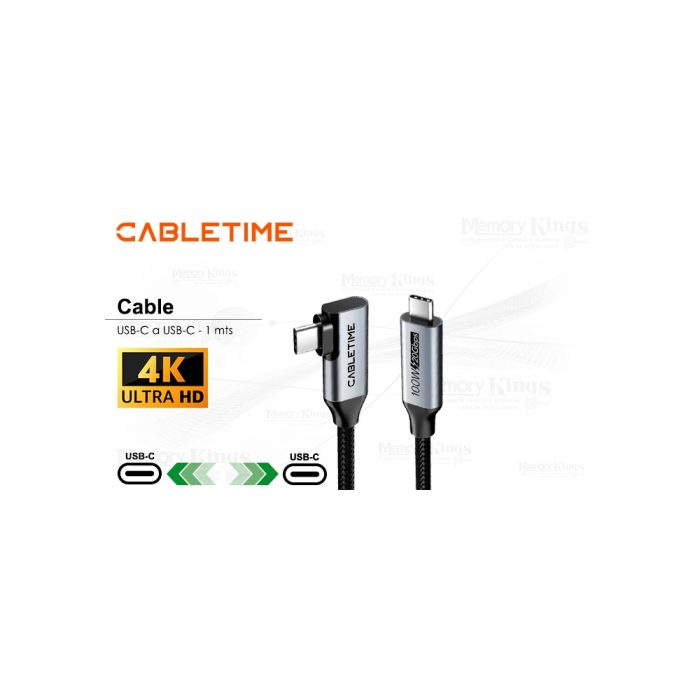 CABLE USB-C a USB-C 1mt CABLETIME CU24H 4K 100W
