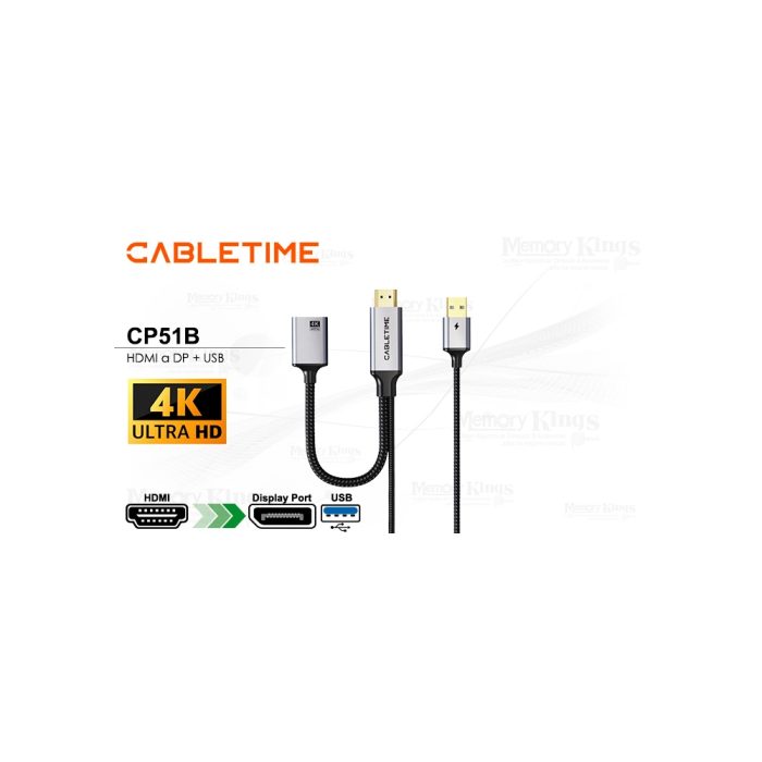 Adaptador HDMI a DP 4K 60Hz CableTime CP51B - Conectividad Rápida y Versátil, Ideal para Pantallas
