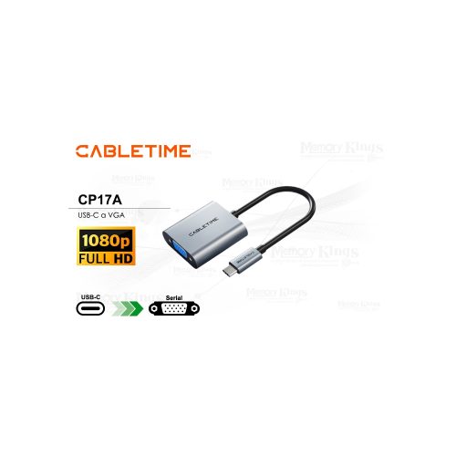 ADAPTADOR USB-C a VGA CABLETIME CP17A 1080p 60HZ