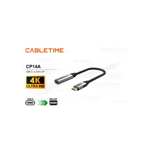 ADAPTADOR USB-C a mini DP CABLETIME CP14A 4K 60HZ