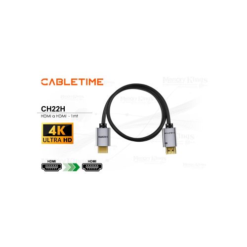 CABLE HDMI a HDMI 1mt CABLETIME CH22H 4K 60HZ