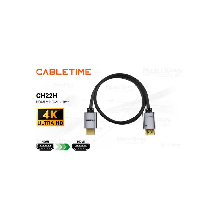 CABLE HDMI a HDMI 1mt CABLETIME CH22H 4K 60HZ