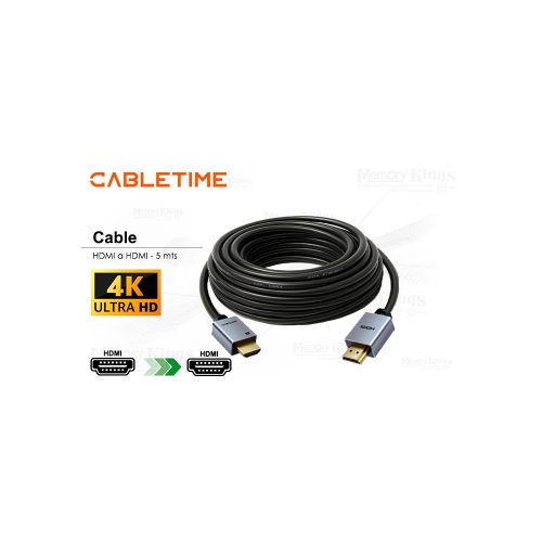 CABLE HDMI a HDMI 5mts CABLETIME CH22P 4K 60HZ
