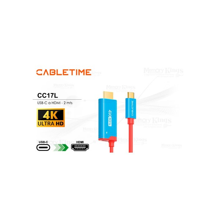 CABLE USB-C a HDMI 2mts CABLETIME CC17L NINTENDO