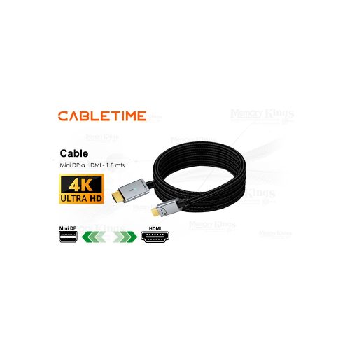 CABLE mini DP a HDMI 1.8mts CABLETIME CD45K 4K 60H