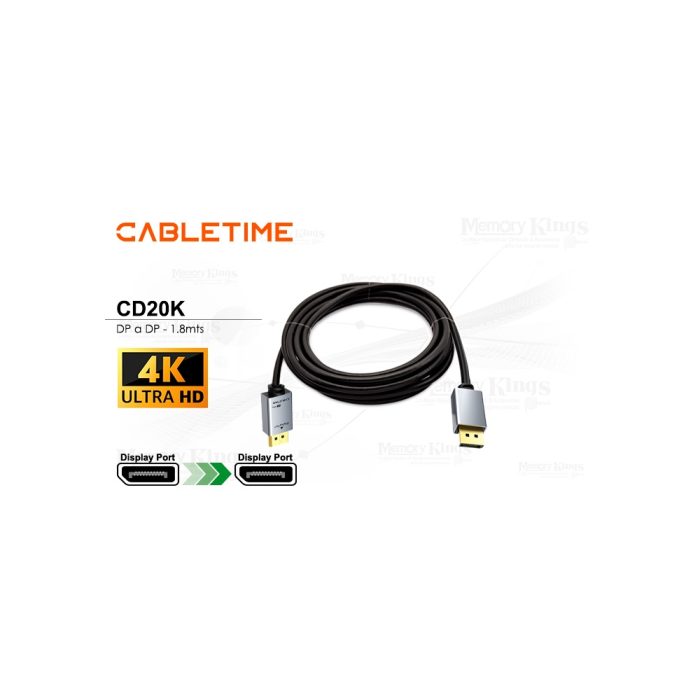 CABLE DP a DP 1.8mts CABLETIME CD20K 4K 60HZ