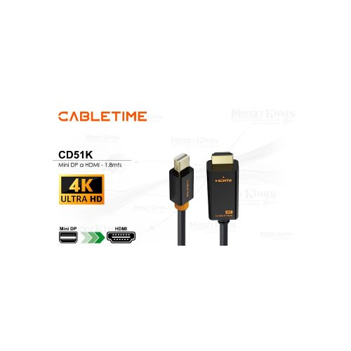 CABLE mini DP a HDMI 1.8mts CABLETIME CD51K