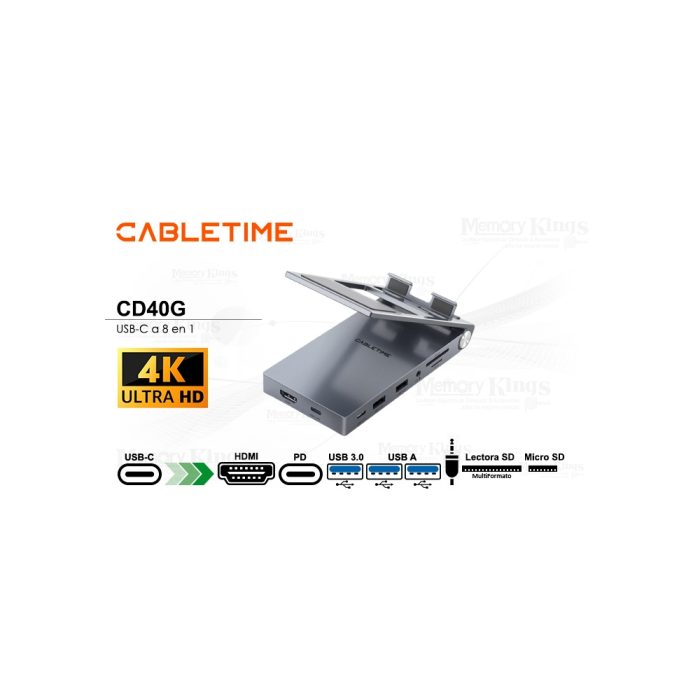 Docking Station CABLETIME CB04G 8in1 para Tablet
