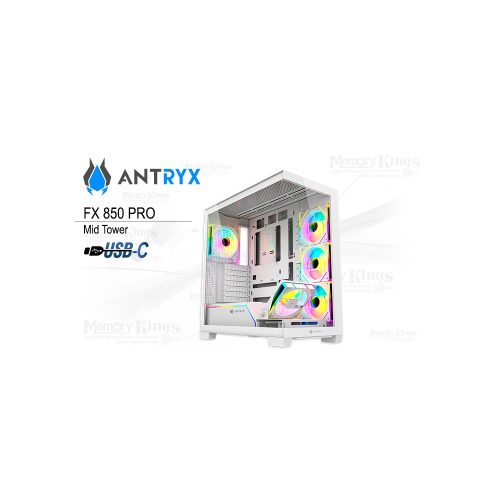 CASE Mid Tower ANTRYX FX-850 PRO ARGB 5FAN WHITE