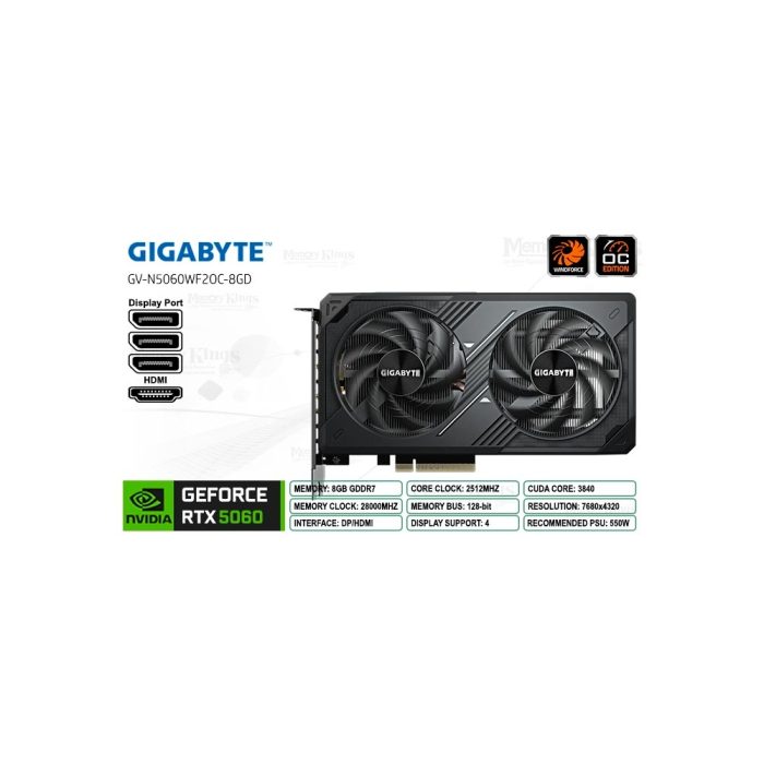 GEFORCE RTX 5060 8GB 128 bit GIGABYTE WINDFORCE OC