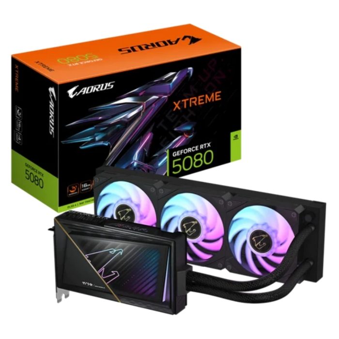 Tarjeta gráfica GIGABYTE AORUS GeForce RTX 5080 XTREME Waterforce 16GB GDDR7, PCIe 5.0, alto rendimiento