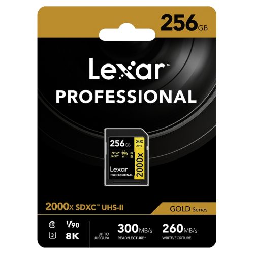 MEMORIA LEXAR SDXC 256GB CLASS 10 U3 V90 2000X 300MB/S READ 260MB