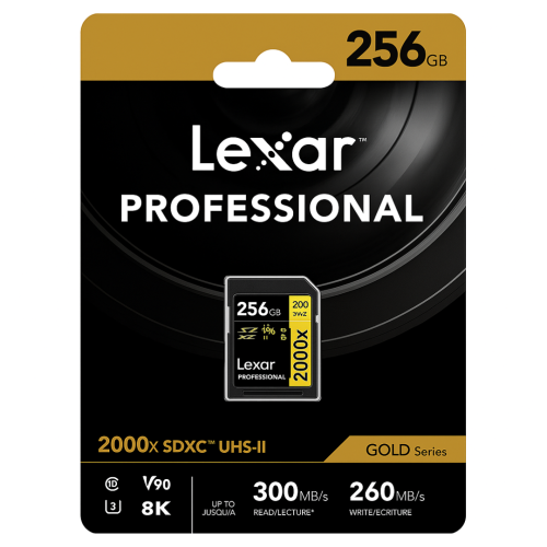 MEMORIA LEXAR SDXC 256GB CLASS 10 U3 V90 2000X 300MB/S READ 260MB