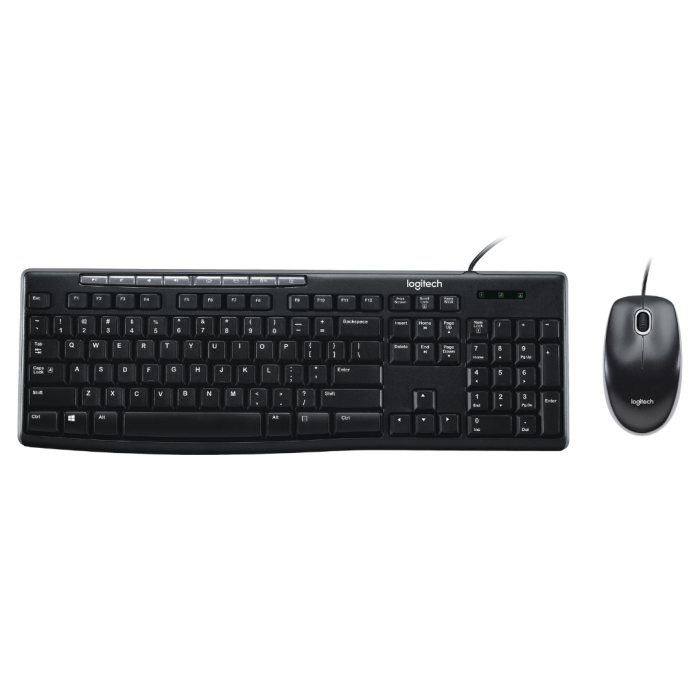 Kit Teclado y Mouse Logitech MK200, USB, Negro.