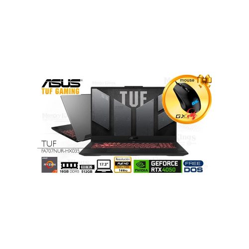 LAPTOP Ryzen 7 7435HS ASUS TUF Gaming A17 FA707NUR-HX035 16|512|17.3" GEFORCE RTX 4050 6GB