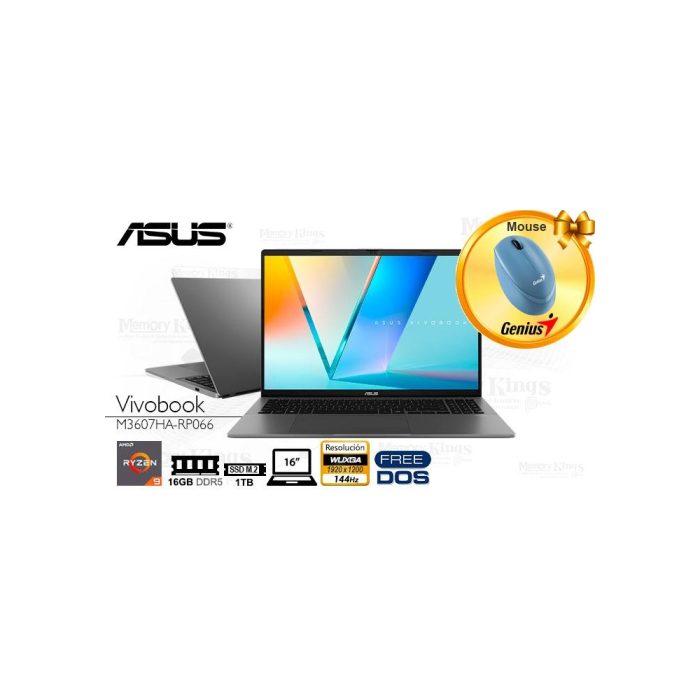LAPTOP Ryzen 9 270 ASUS Vivobook S16 M3607HA-RP066 16|1TB|16" grafica Radeon