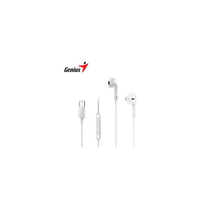 Audífonos Genius HS-M365 in-ear USB-C blancos con micrófono y sonido de alta calidad
