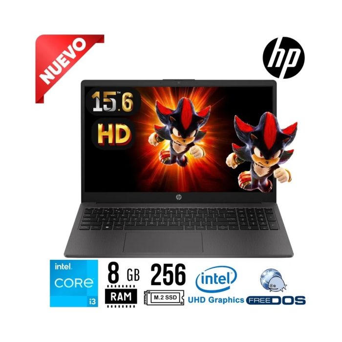 Laptop HP 250 G10, 15.6" FHD, Intel i3 N305, 8GB RAM, 256GB SSD, color gris, ideal para trabajo y estudio