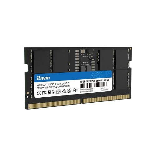 Memoria Biwin SODIMM, 16GB DDR5-5600, 1R*8, CL46, 1.10 V, 262 Pin