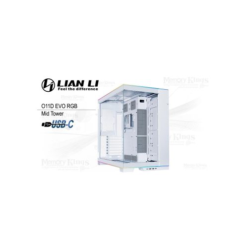 Caja Mid Tower LIAN LI O11D EVO RGB blanca con gran ventilación y diseño elegante para PCs gaming
