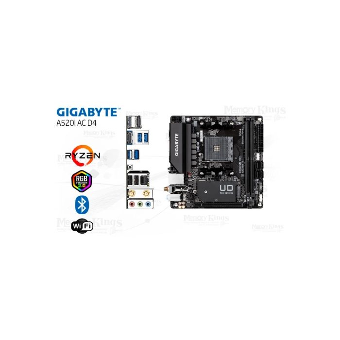 Placa base Gigabyte A520I AC WiFi D4 Mini ITX AM4 para rendimiento y conectividad avanzada