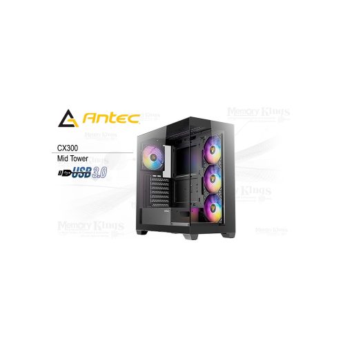 Caja Mid Tower Antec CX300 ARGB en negro, con iluminación RGB y excelente ventilación para tu PC