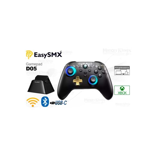 Gamepad EasySMX D05 Black ARGB - Control inalámbrico Bluetooth USB-C para gaming vibrante y cómodo