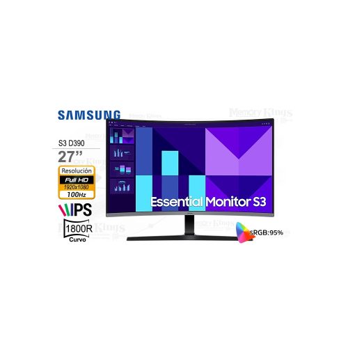 Monitor curvo Samsung 27" Essential S3 FHD - Experiencia inmersiva y diseño elegante