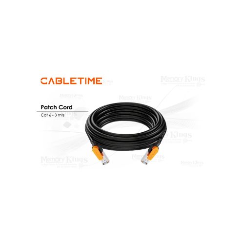 Cable de red Cat 6 de 3 metros CABLETIME CN61N - Conexión rápida y estable para tu hogar u oficina