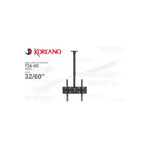 Soporte para TV de techo KOREANO T2-660, compatible con pantallas de hasta 55", ajustable y resistente.