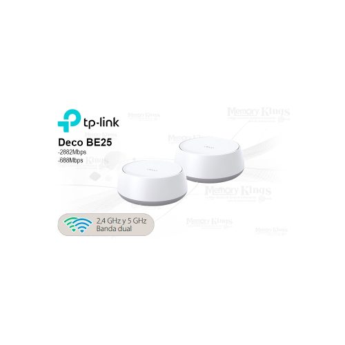 Router TP-Link Deco BE25 Mesh de alta velocidad 3600 Mbps, conexión dual, diseño elegante y funcional.