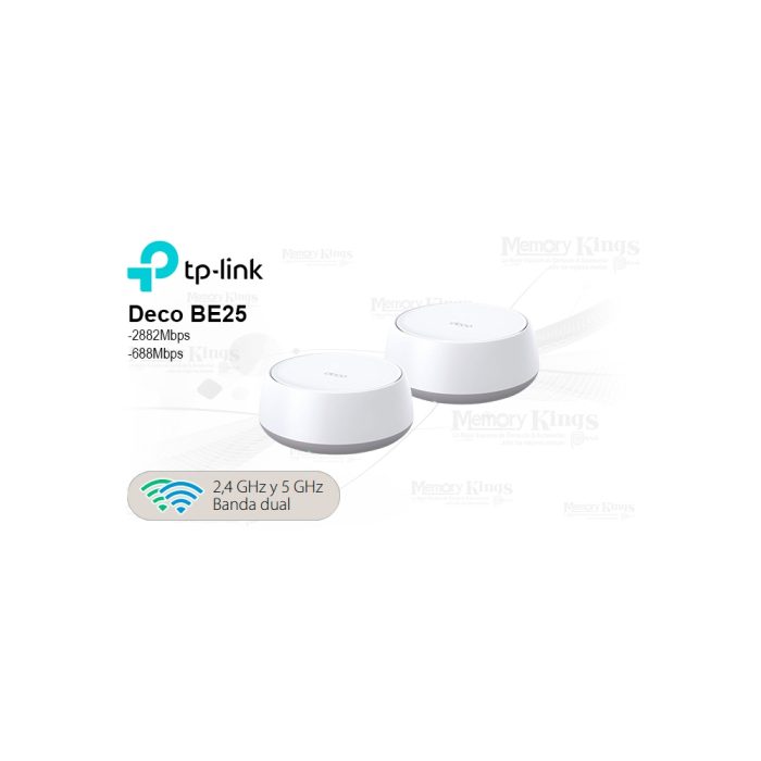 Router TP-Link Deco BE25 Mesh de alta velocidad 3600 Mbps, conexión dual, diseño elegante y funcional.