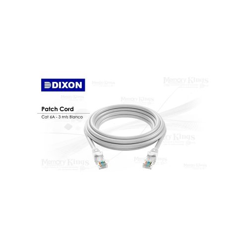 Cable de red Dixon 3m Cat 6A, color blanco, alta velocidad para conexión estable y rápida