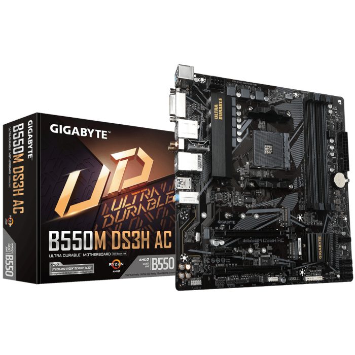 Placa base GIGABYTE B550M DS3H AC AM4 Micro-ATX con chipset rápido y conectividad avanzada