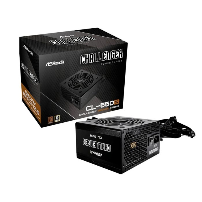 Fuente de Poder ASRock Challenger CL-550B 550W 80 Plus Bronze con Ventilador Silencioso y PFC Activo