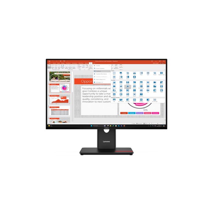 Monitor Lenovo ThinkVision T27-40 de 27" FHD IPS con múltiples conectores HDMI, DP y USB-C