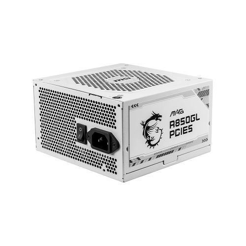 Fuente de alimentación MSI MAG A850GL ATX blanca 80 PLUS Gold, 850W, alta eficiencia y rendimiento