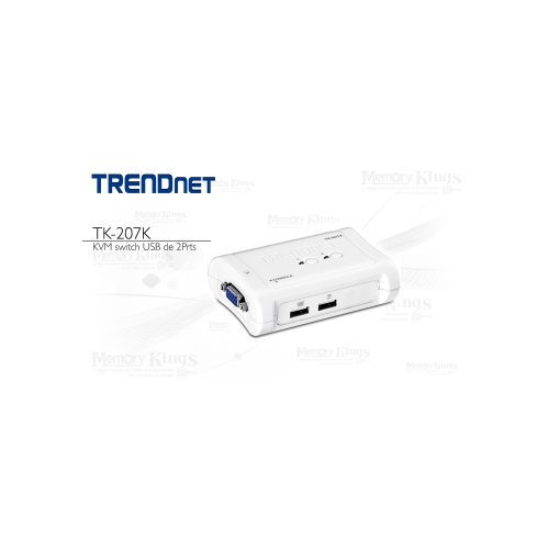 Switch KVM USB Trendnet TK-207K para 2 PC con cables incluidos - Conmutador eficiente y fácil de usar