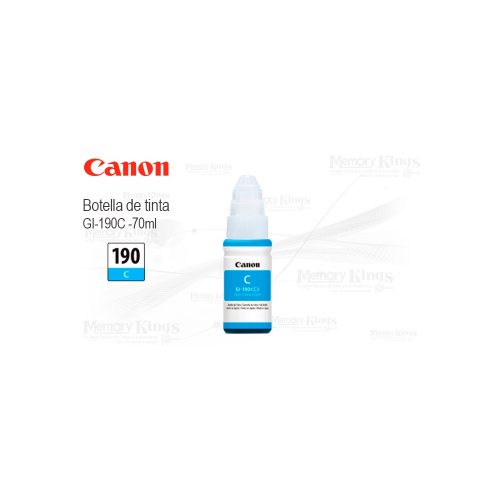 Botella de tinta Canon GI-190 cian 70ml - Alta calidad de impresión, ideal para impresoras Canon