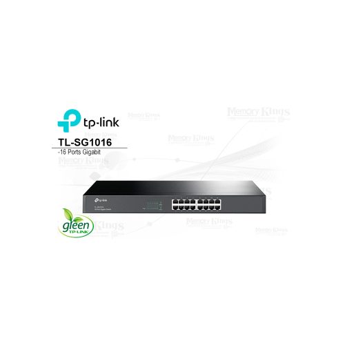 Switch GbE 16 puertos TP-Link TL-SG1016 rackeable, ideal para redes rápidas y eficientes